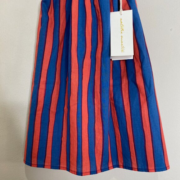 New Natalie Martin Girl's Marlien Sundress Batik Stripe Blue Blood Orange XS 2-3 - Picture 5 of 11